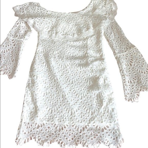 Boston Proper off the shoulder white eyelet mini dress by INA lined size… - Picture 3 of 10